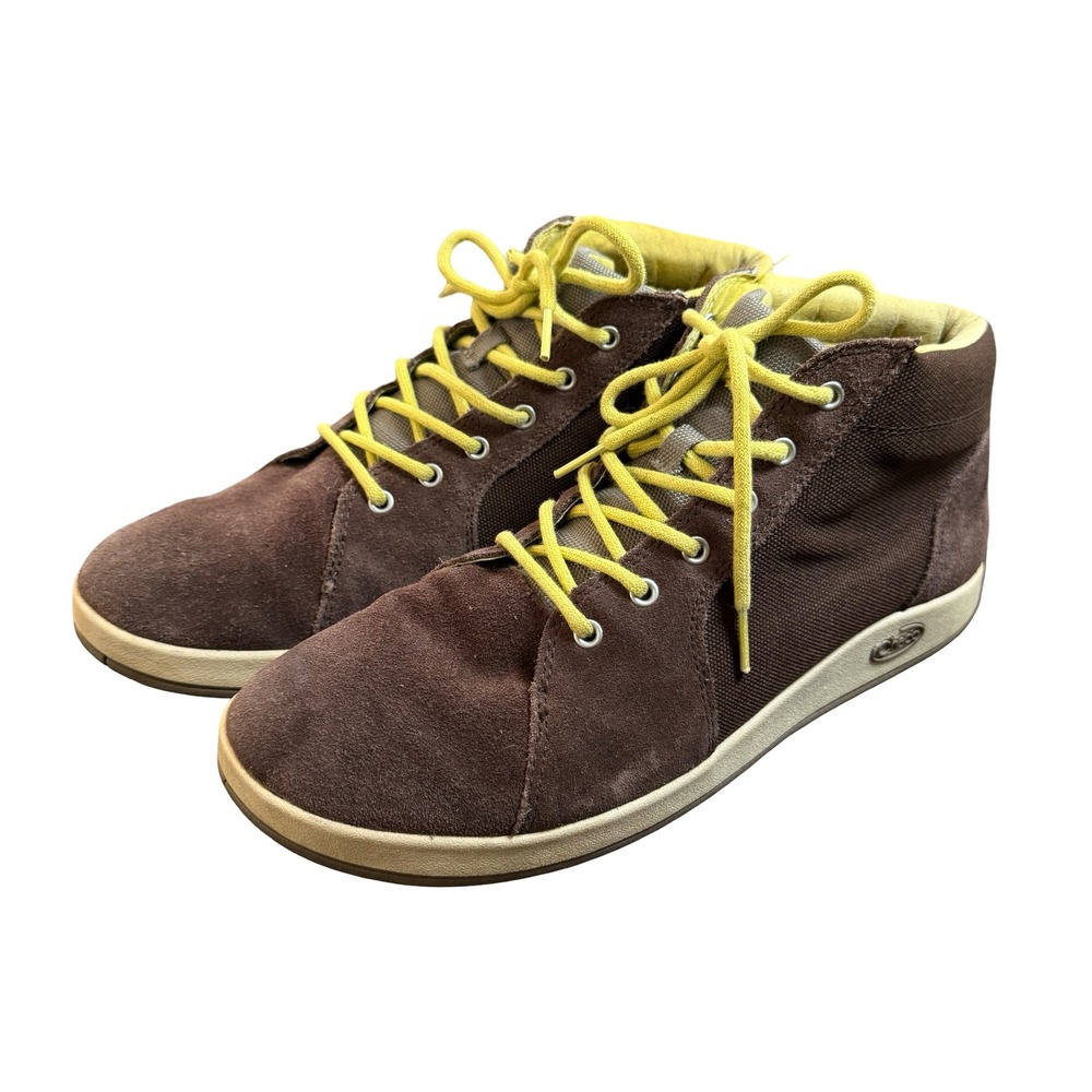 Chaco Mens Mid Top Sneakers Brown Suede Canvas Yellow Laces J103229 Size 10